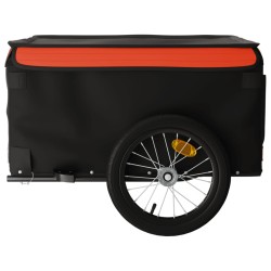 vidaXL Rimorchio da Bici da Carico Nero e Arancione 45 kg in Ferro