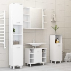   Set Mobili da Bagno 3 pz Bianco Lucido in Truciolato