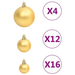 vidaXL Set Palline di Natale 111 pz Oro in Polistirene