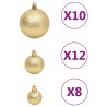 vidaXL Set Palline di Natale 111 pz Oro in Polistirene