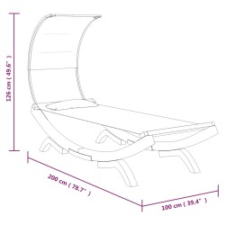 vidaXL Lettino con Tettuccio 100x200x126 cm in Legno Curvato Crema