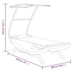 vidaXL Lettino con Tettuccio 100x190x134 cm in Legno Curvato Crema