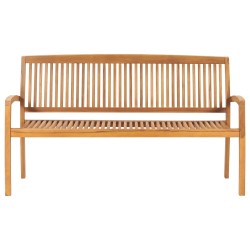   Panchina da Giardino Impilabile e Cuscino 159cm Teak Massello