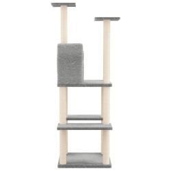   Albero per Gatti con Tiragraffi in Sisal Grigio Chiaro 144,5 cm