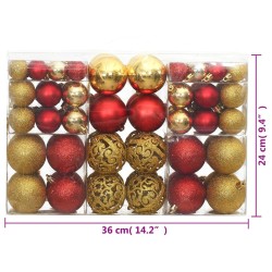 vidaXL Palline di Natale 100 pz Oro e Rosso Vino 3 / 4 / 6 cm