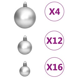 vidaXL Set Palline di Natale 111 pz Argento in Polistirene