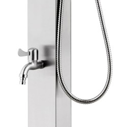 Doccia da Giardino con Base Marrone 225 cm in Acciaio Inox