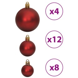 vidaXL Palline di Natale 100 pz Rosso Vino 3 / 4 / 6 cm