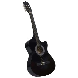   Set Chitarra Classica Western 12 pz con 6 Corde Nera 38"