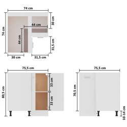   Armadio Angolare Bianco Lucido 75,5x75,5x80,5 cm in Truciolato