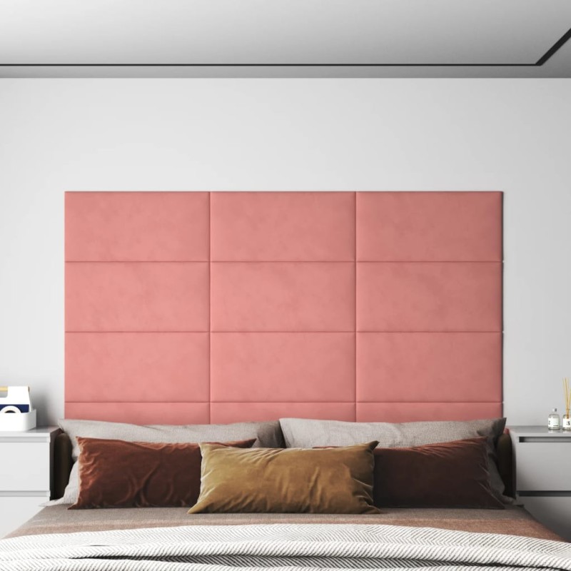 Pannelli Murali 12 pz Rosa 60x30 cm in Velluto 2,16 m²