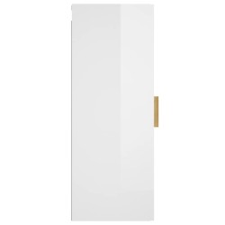   Mobile Parete Bianco Lucido 34,5x34x90 cm in Legno Ingegnerizzato