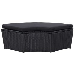 vidaXL Lettino Prendisole con Baldacchino in Polyrattan Nero