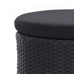 vidaXL Lettino Prendisole con Baldacchino in Polyrattan Nero