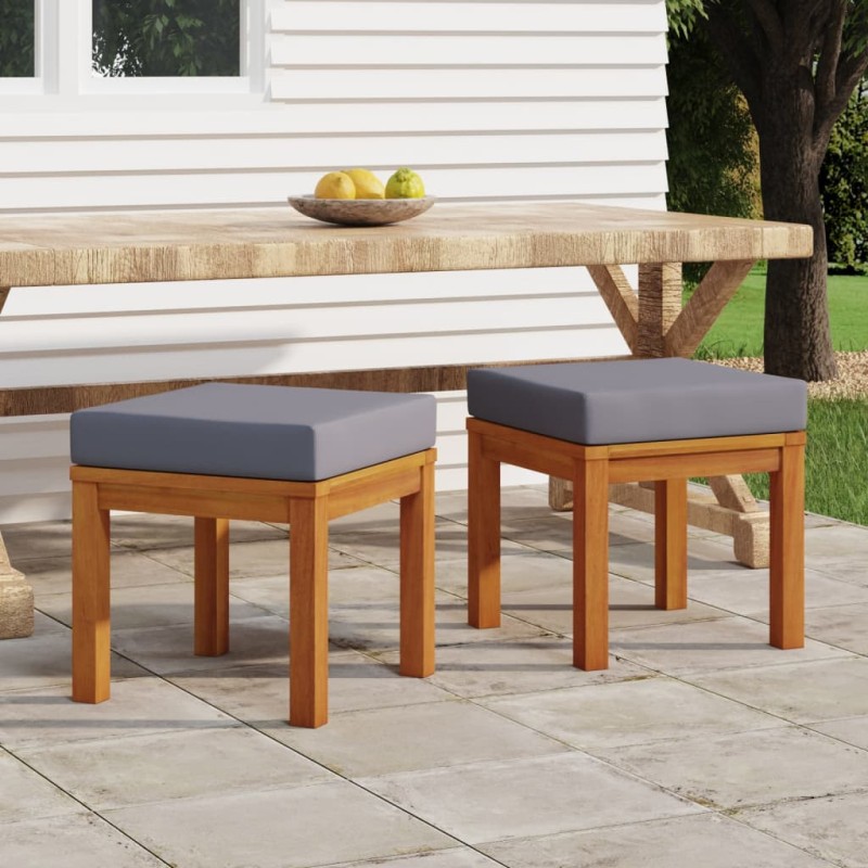 vidaXL Sgabelli da Giardino con Cuscini 2pz 40x40x42cm Massello Acacia