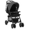 vidaXL Passeggino 2 in 1 Grigio Scuro e Nero in Acciaio