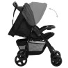 vidaXL Passeggino 2 in 1 Grigio Scuro e Nero in Acciaio