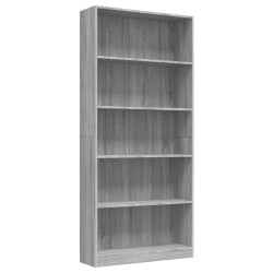   Libreria 5 Ripiani Grigio Sonoma 80x24x175 cm Legno ingegnerizzato