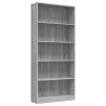   Libreria 5 Ripiani Grigio Sonoma 80x24x175 cm Legno ingegnerizzato