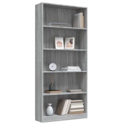   Libreria 5 Ripiani Grigio Sonoma 80x24x175 cm Legno ingegnerizzato