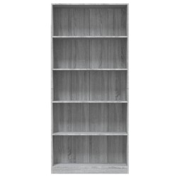   Libreria 5 Ripiani Grigio Sonoma 80x24x175 cm Legno ingegnerizzato