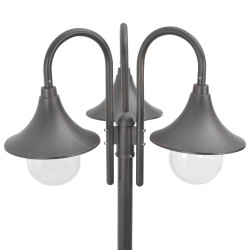   Lampione da Giardino E27 220 cm Alluminio 3 Lampade Bronzo