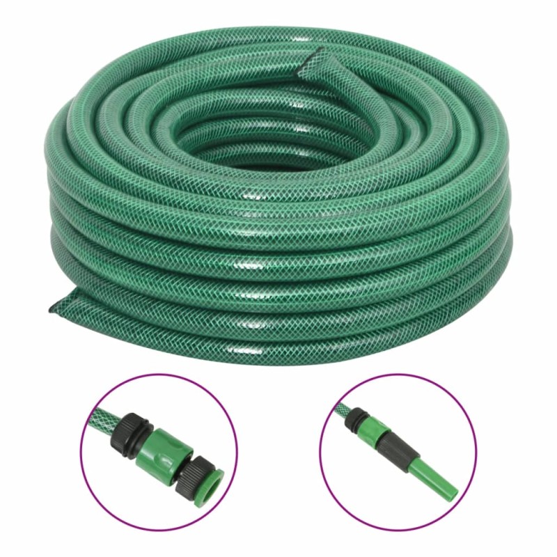 vidaXL Set Tubo da Giardino con Raccordi Verde 0,9" 30 m in PVC