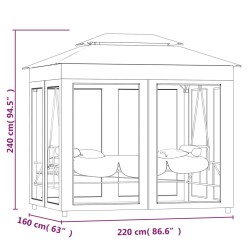 vidaXL Gazebo Convertibile Panchina a Dondolo Bianco Crema