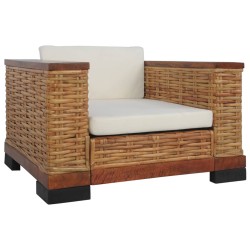 Set di Divani 2 pz con Cuscini in Rattan Naturale Marrone