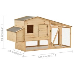   Pollaio in Legno Massello di Pino 178x67x92 cm