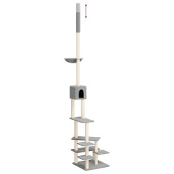 Albero per Gatti Pavimento Soffitto Grigio Chiaro 268,5-294,5cm