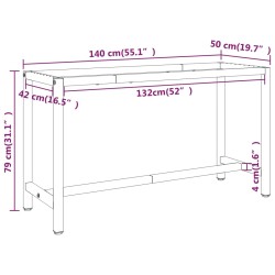   Telaio Banco da Lavoro Nero e Rosso Opaco 140x50x79 cm Metallo