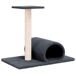   Palo Tiragraffi per Gatti con Tunnel Grigio Scuro 60x34,5x50cm