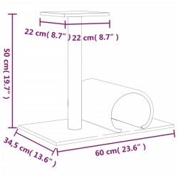   Palo Tiragraffi per Gatti con Tunnel Grigio Scuro 60x34,5x50cm