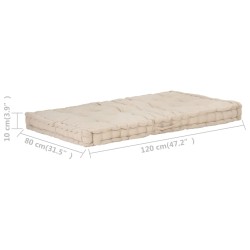 vidaXL Cuscino per Pallet e Pavimento in Cotone 120x80x10 cm Beige