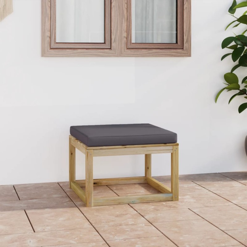   Sgabello da Giardino con Cuscino Legno Pino Impregnato Verde