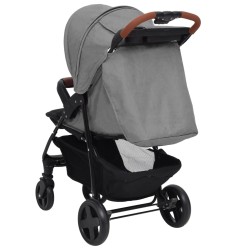 vidaXL Passeggino 3 in 1 Grigio Chiaro in Acciaio