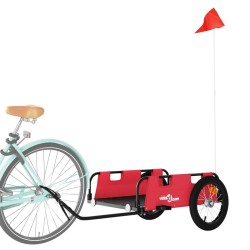 vidaXL Rimorchio per Bici da Carico Rosso in Tessuto Oxford e Ferro