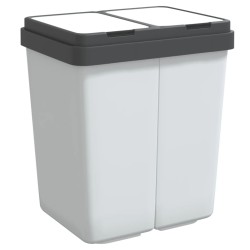 vidaXL Cestino Doppio Bianco 2x25 L