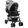 vidaXL Passeggino 2 in 1 Grigio Chiaro e Nero in Acciaio