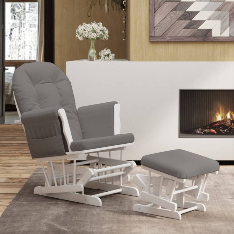 vidaXL Poltrona Glider con Sgabello Grigio Scuro in Tessuto