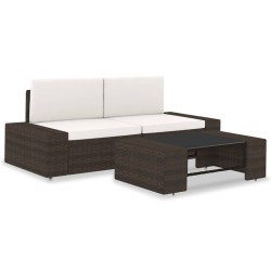 vidaXL Set Divani da Giardino 3 pz in Polyrattan Marrone