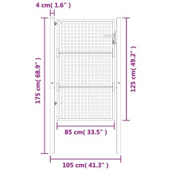 vidaXL Cancello Giardino Antracite 105x175 cm in Acciaio