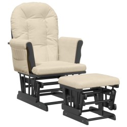 vidaXL Poltrona Glider con Sgabello Bianco Crema in Tessuto