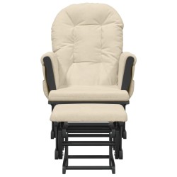 vidaXL Poltrona Glider con Sgabello Bianco Crema in Tessuto