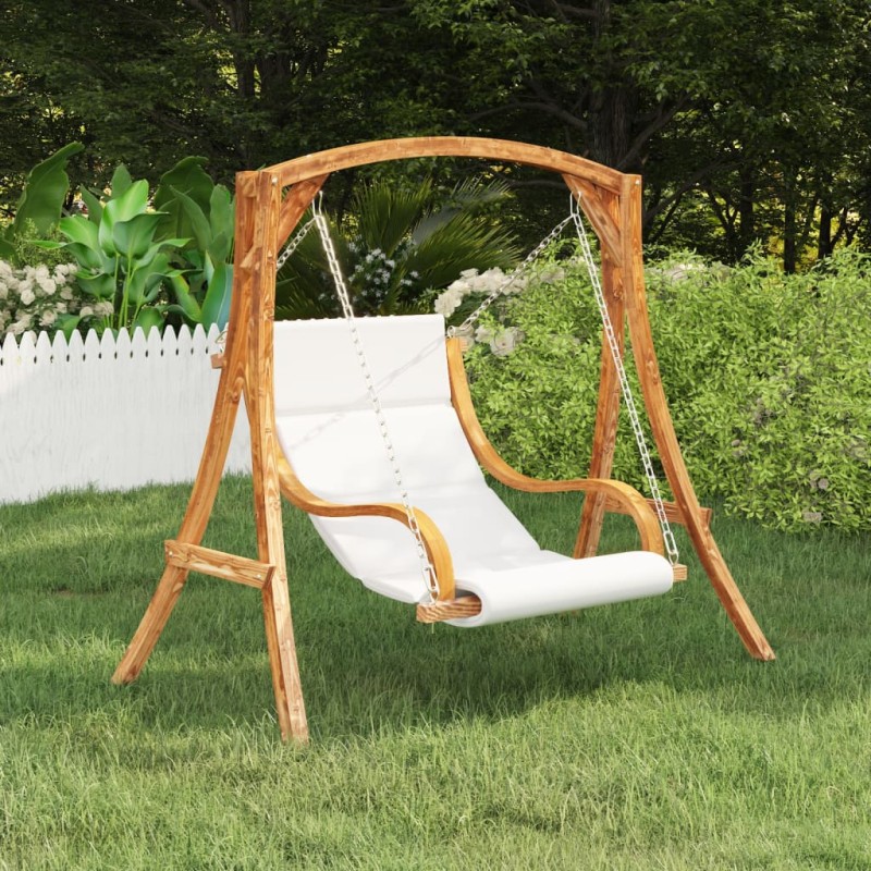 vidaXL Sedia a Dondolo con Cuscino Crema Legno Curvato Finitura Teak