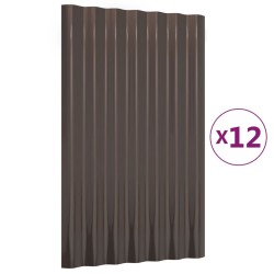 Pannelli Tetto 12pz Acciaio Verniciato Polvere Marrone 60x36 cm