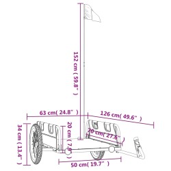 vidaXL Rimorchio per Bici da Carico Grigio in Tessuto Oxford e Ferro