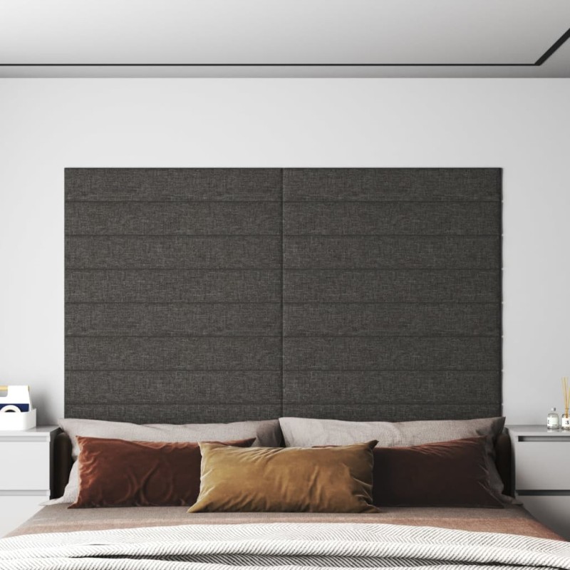 vidaXL Pannelli Murali 12 pz Grigio Scuro 90x15 cm Tessuto 1,62 m²