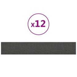 vidaXL Pannelli Murali 12 pz Grigio Scuro 90x15 cm Tessuto 1,62 m²